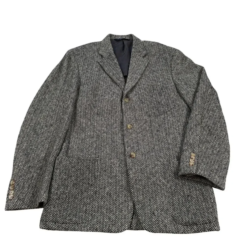Polo Ralph Lauren Herringbone Wool Blazer Italy Blue Label 42 Brown